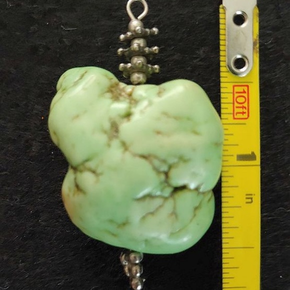 AFRICAN TURQUOISE MEDALLION & EARRINGS SET w SS - Picture 4 of 4